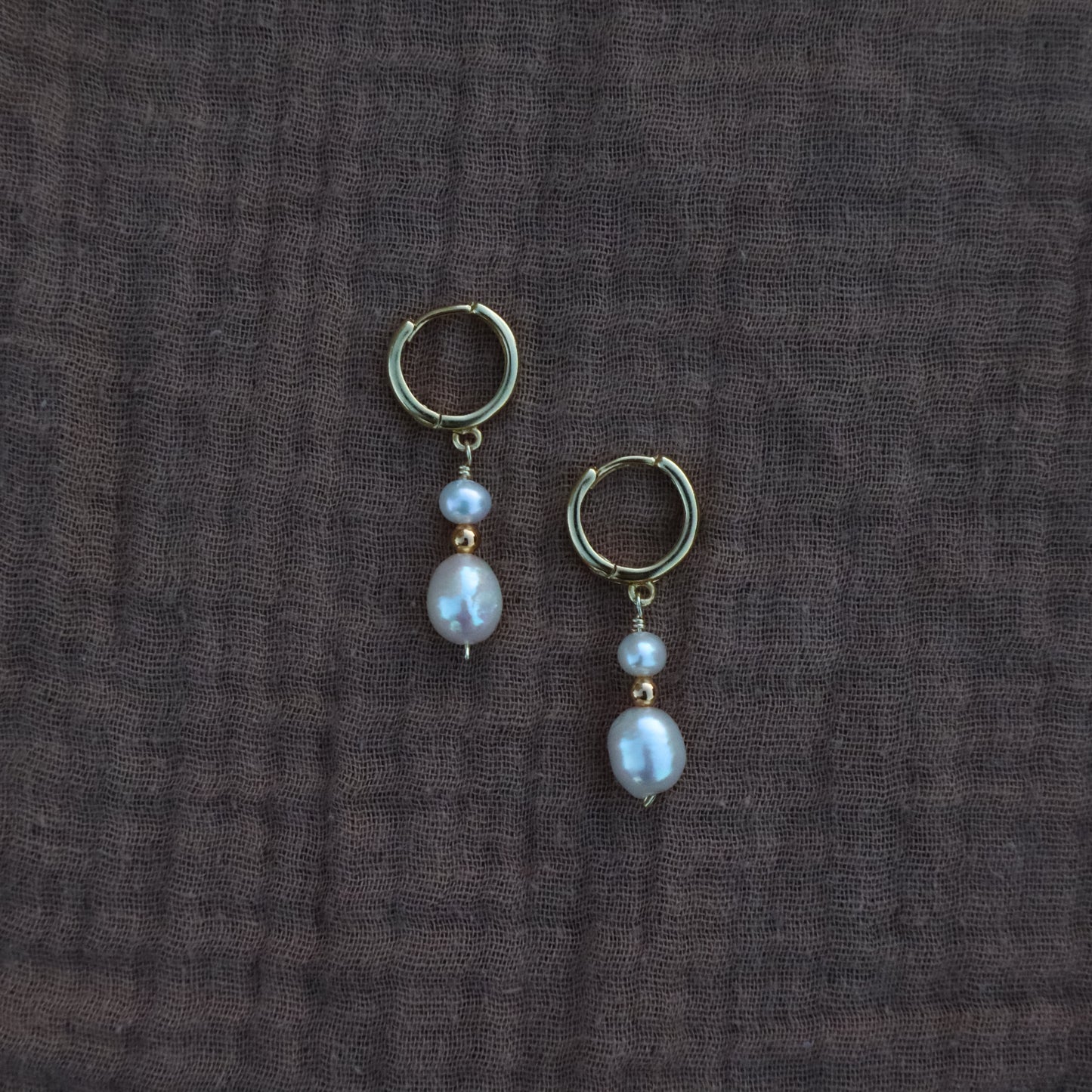Corolla Pearl Drop Huggie Earrings