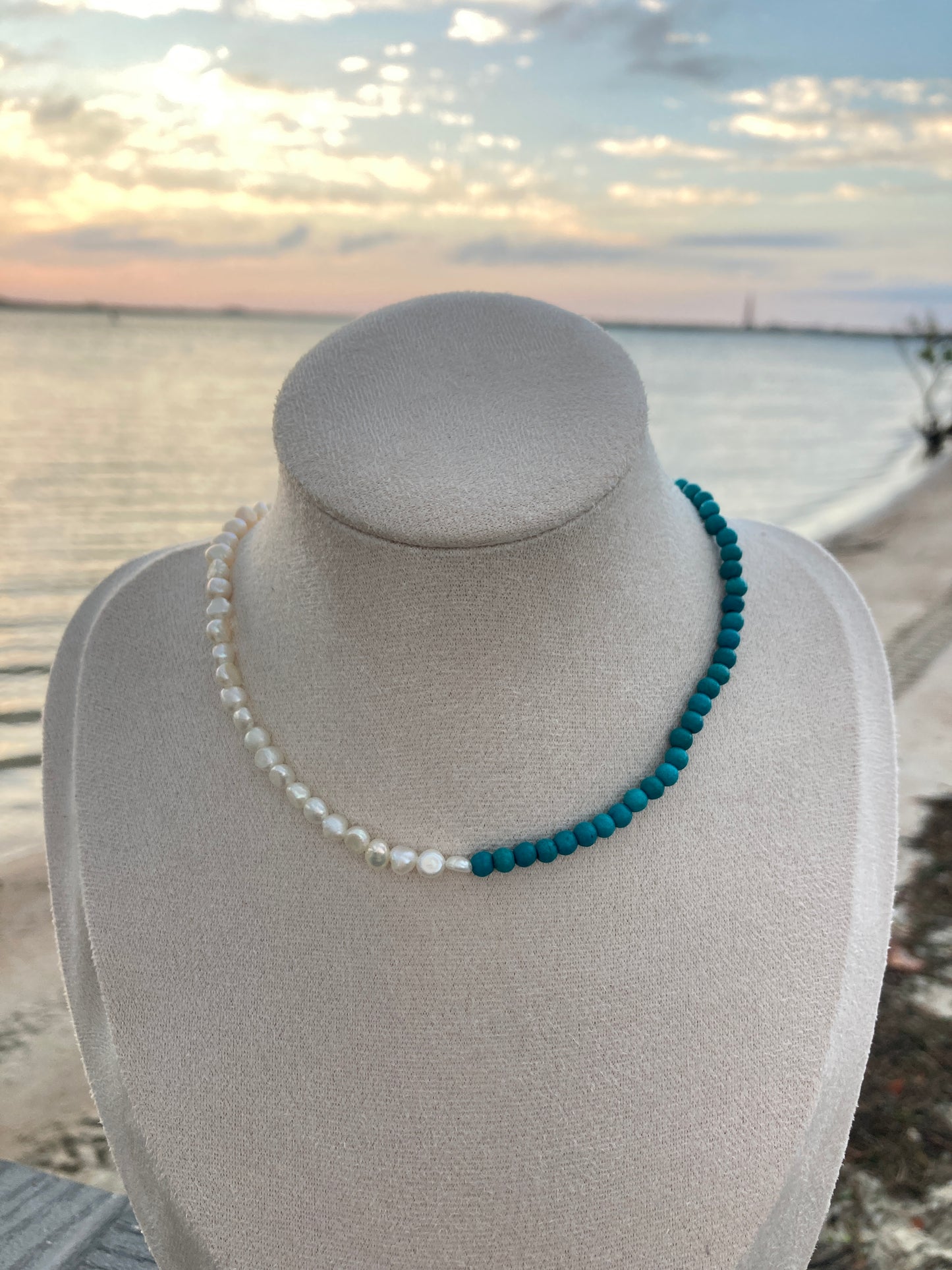 Myrtle Half Turquoise Half Pearl Necklace