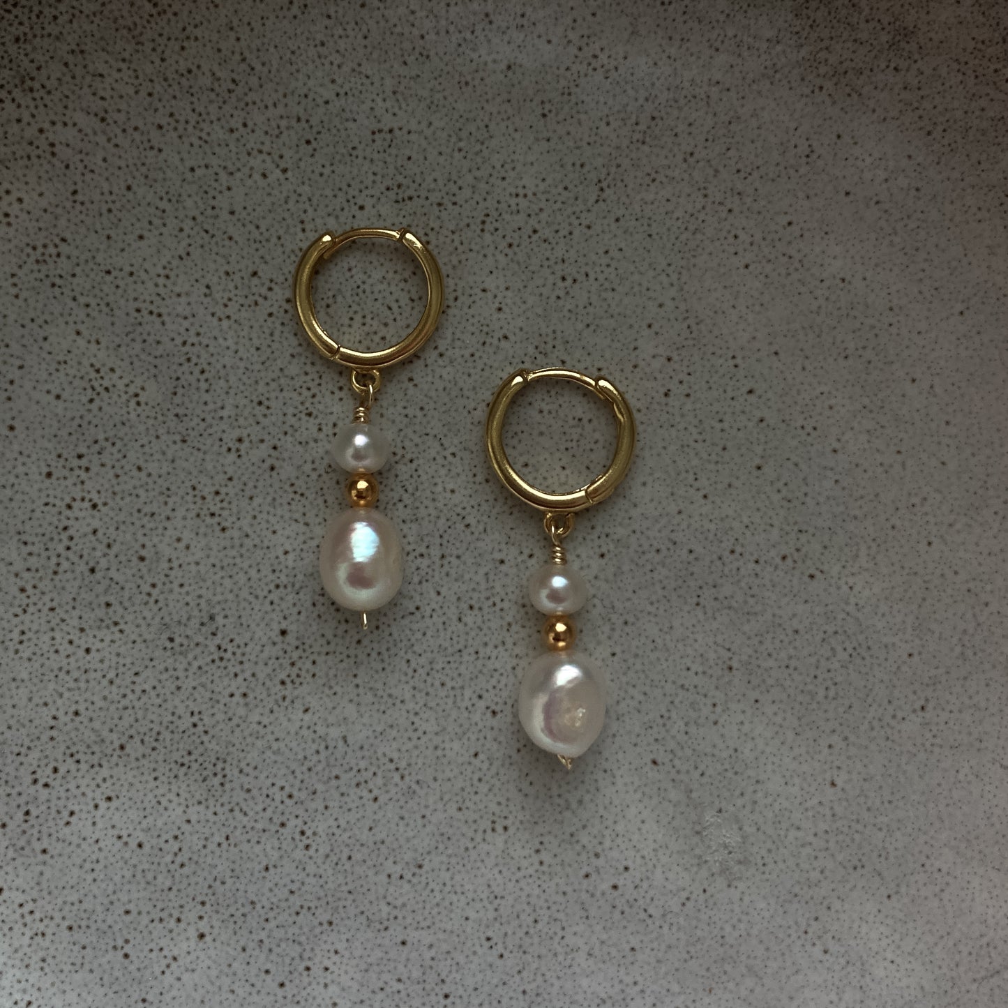 Corolla Pearl Drop Huggie Earrings