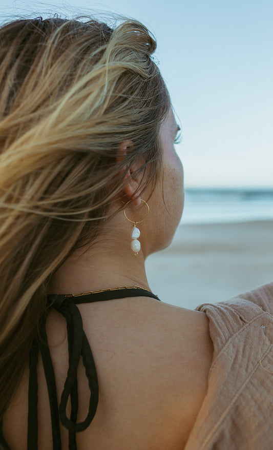Charleston Pearl Drop Hoops