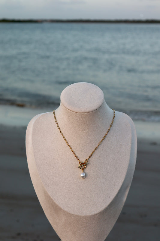 Henlopen Pearl Drop Toggle Necklace