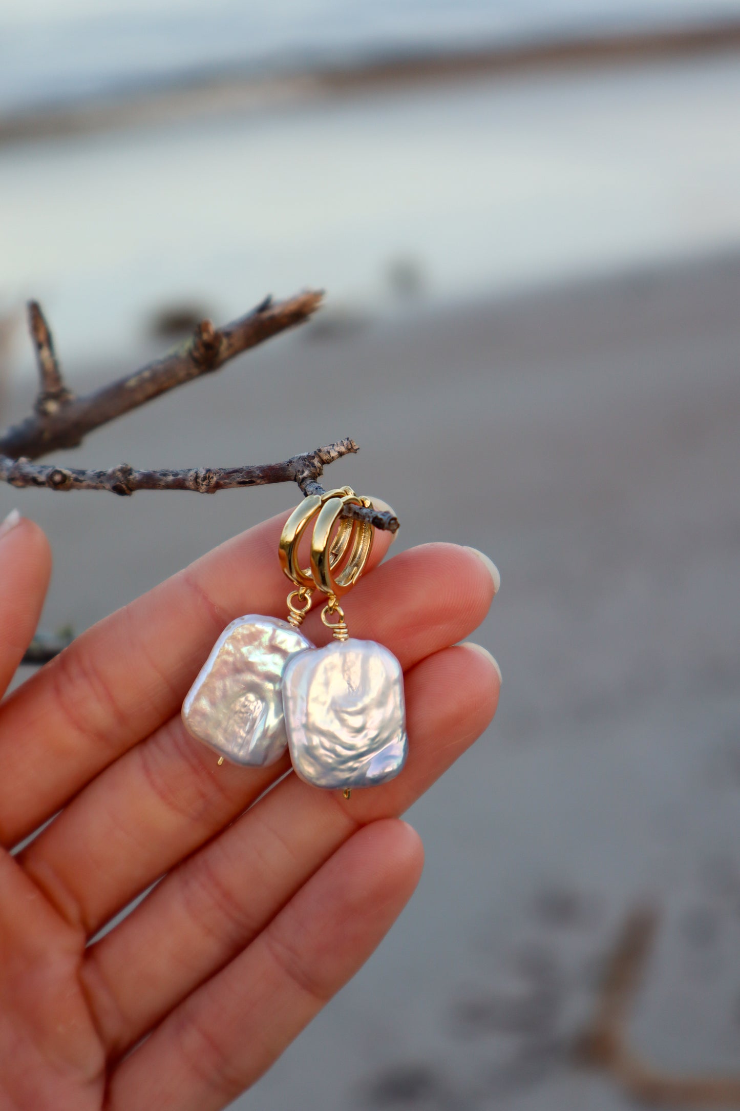 Hamptons Pearl Drop Huggie Earrings