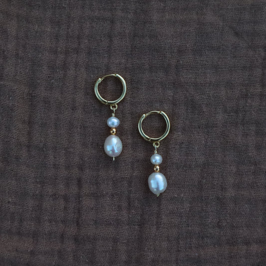 Corolla Pearl Drop Huggie Earrings