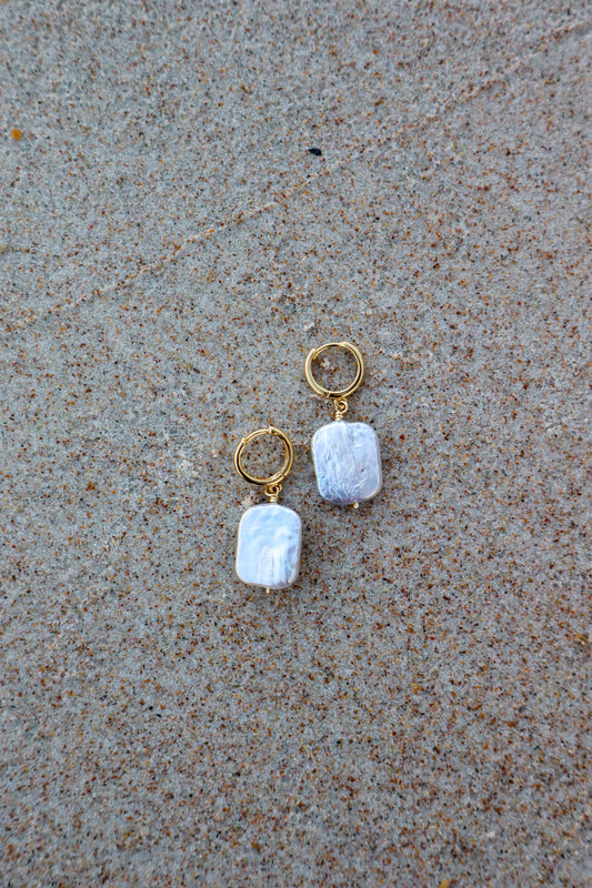 Hamptons Pearl Drop Huggie Earrings